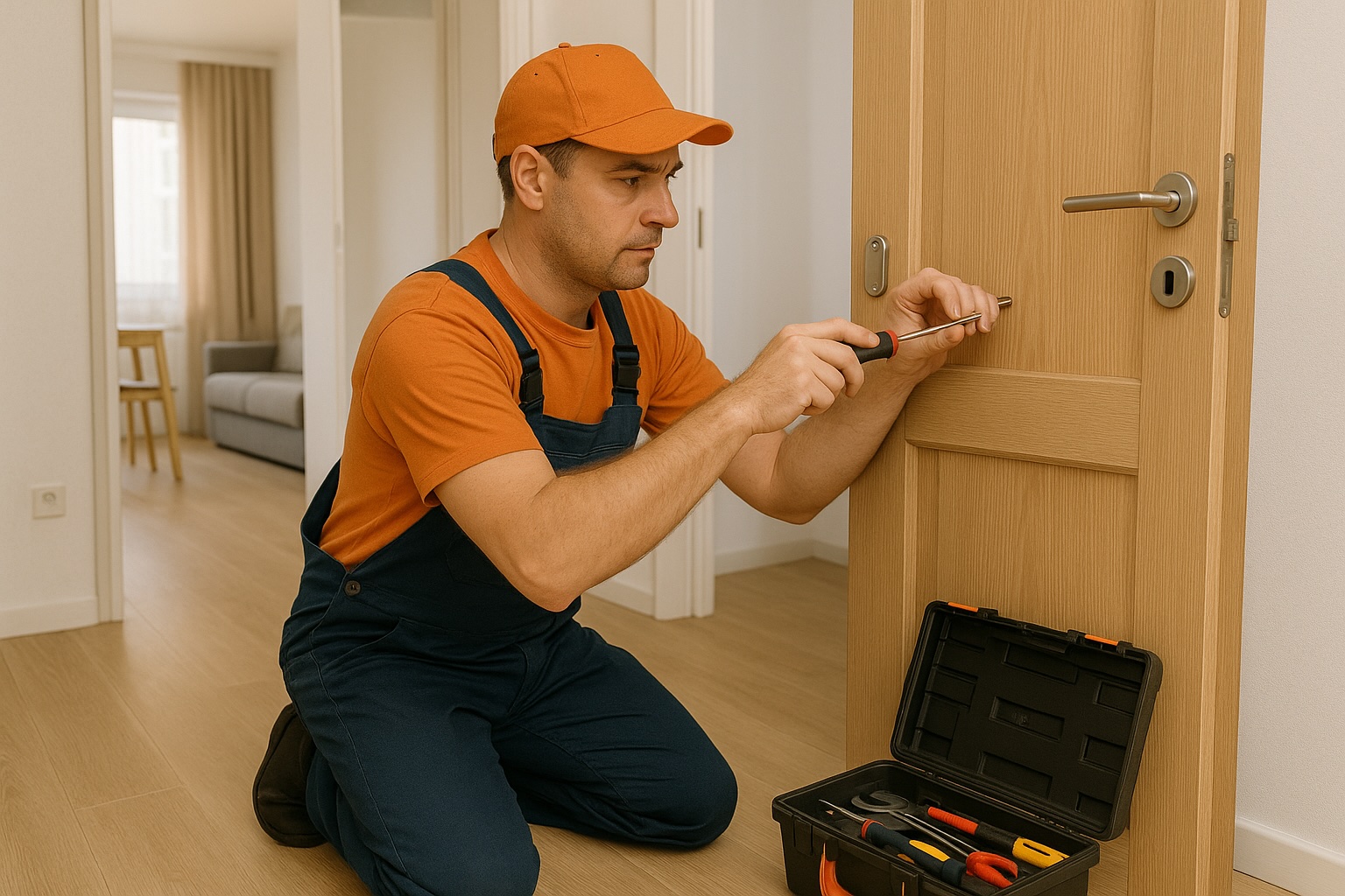 Técnico realizando reparaciones generales en apartamento de alquiler vacacional Barcelona